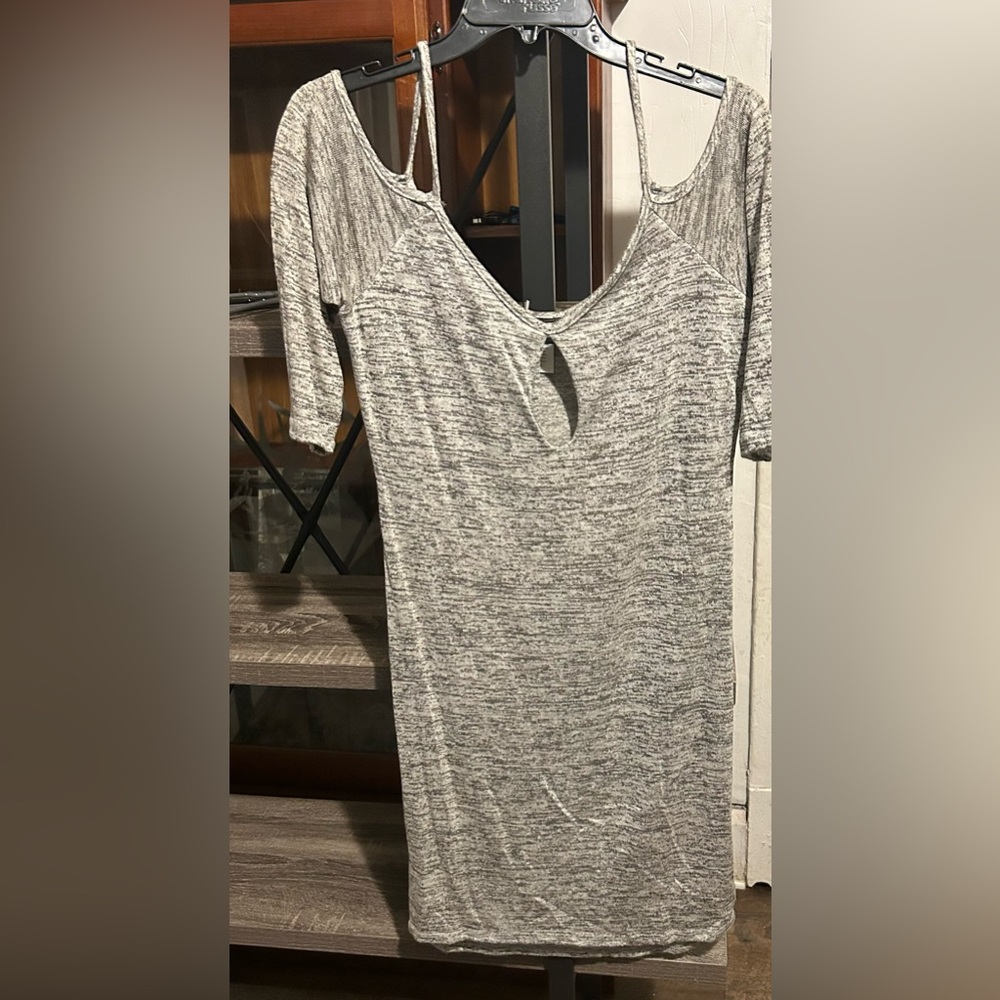 Objex grey open shoulder dress